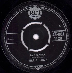 45RCA1123 Mario Lanza Ave Maria 7" vinyl UK Rca 1959 4 prong label design - Picture 1 of 2