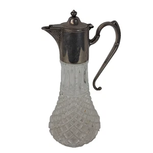 Vintage Silver Plated Glass Decanter Cut Glass Wine Liquor Carafe Barware Home - Picture 1 of 5