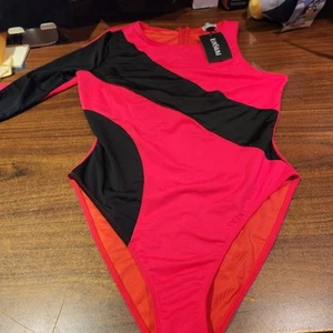 NEW w/ Tags ICON SWIM one piece swimsuit size XL One Arm Red & Black - Picture 1 of 6