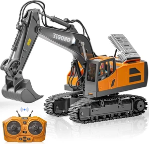 Excavadora de RC Infantil Construccion Cuchara Metal Recargable Luces Sonidos - Picture 1 of 12