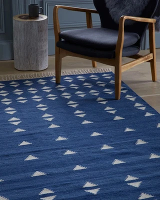 Handmade Flat weave Large Area Rugs Antique Swedish Rug Blue Vintage Kilim Boho - Image 1 of 4