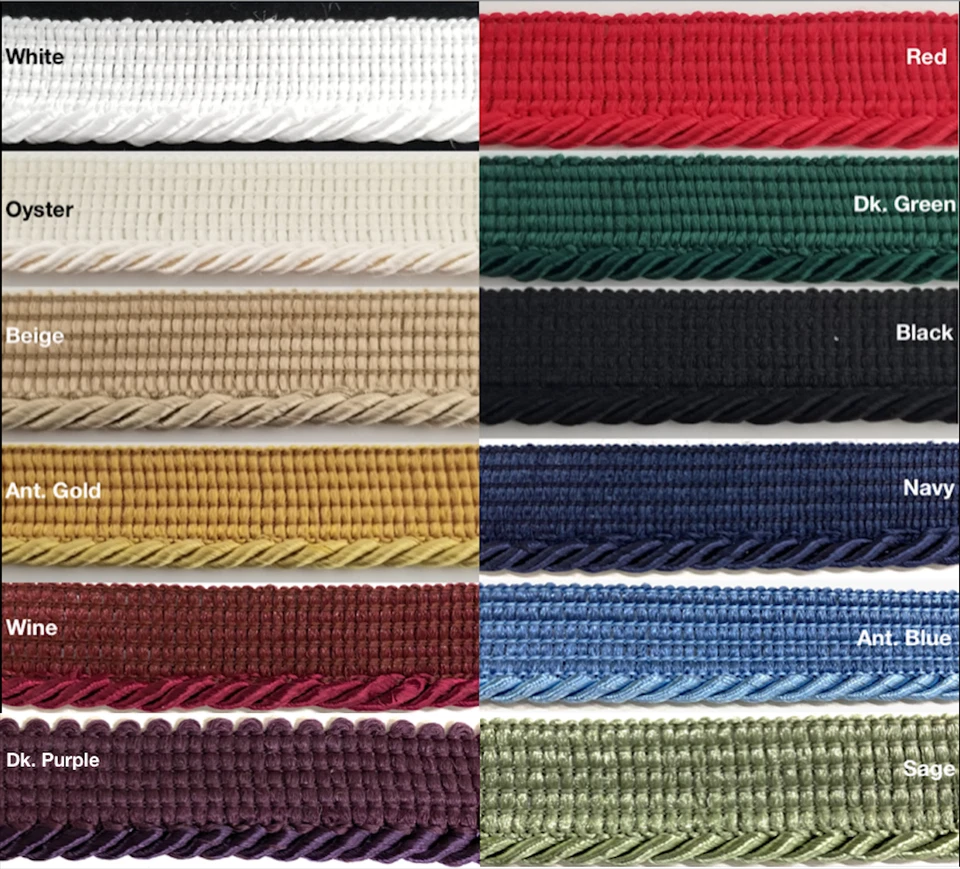 Twist Cord with Lip Piping Trimming - 8 Yards- Many Colors Available! - Image 1 of 1