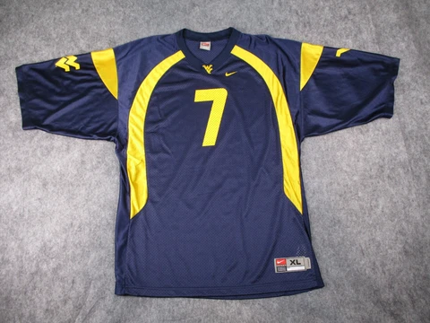 West Virginia Mountaineers Football Jersey Mens XL Blue Nike Team WVU Adult VTG Cover
