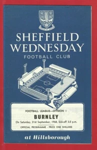 FOOTBALL PROGRAMME - SHEFFIELD WEDNESDAY vs BURNLEY - SEPT. 1968 (RJ48) - Picture 1 of 3