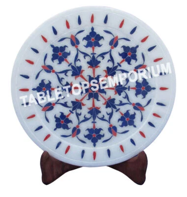 Plato para servir mármol de 8" con incrustación de mosaico de lapislázuli decoración de regalo Cyber Monday H2759 Foto 1 de 4