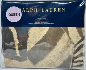 Vintage Ralph Lauren Queen Flat Sheet Victoria Falls Tan Zebra 100% Cotton  - Picture 1 of 3