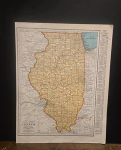 Vintage 1947 Maps Indiana and Illinois 14" x 11" Rand McNally World - Picture 1 of 2