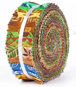 40Pcs Batik Print Precut Fabrics Strips Roll Up 1.5x42inches Cotton Jelly Rol... - Picture 1 of 9