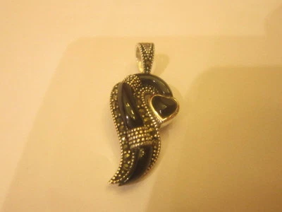 Colgante plata esterlina zafiro negro signo de interrogación estilo plata 925  Foto 1 de 3