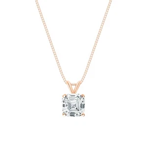 IGI F/VS 1.5 Ct Asscher Lab Created Grown Diamond Pendant Necklace 14K Rose Gold - Picture 1 of 3