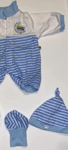 Build A Bear Baby Bear 3 pc Clothing Set with Sleeper Hat 1-Mitten BABW Blue EUC - Picture 1 of 5
