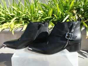 Marc Fisher YANILA Buckle Bootie, Black Leather Side Zip, Wmn's US Sz 6.5M - Bild 1 von 12