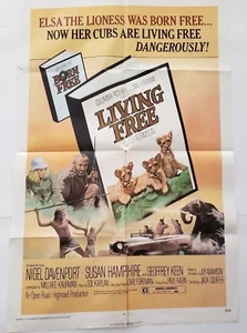 LIVING FREE 1972 Born Free sequel locandina film originale un foglio 27" x 41" - Foto 1 di 4