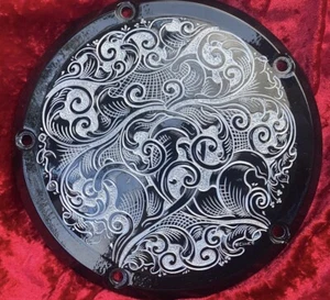 HARLEY DAVIDSON SOFTAIL 5 LOCH CUSTOM HANDGRAVUR DERBY COVER 7,75" DURCHMESSER - Bild 1 von 12