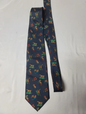 Alynn silk necktie blue, green, brown, red hunting dogs pheasants USA FREE SHIP - Image 1 of 3