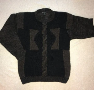 Vintage SOLE Sweater Men's Brown/Black Pullover Retro 9s0 Y2K Korea Preppy, L - Picture 1 of 6