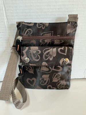 Bandolera Pequeña Marrón Corazones Cartera de Hombro Viaje Ligera 7x5x1 Foto 1 de 4