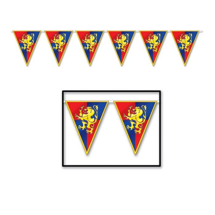 Beistle 57719 Medieval Pennant Banner - Pack of 12