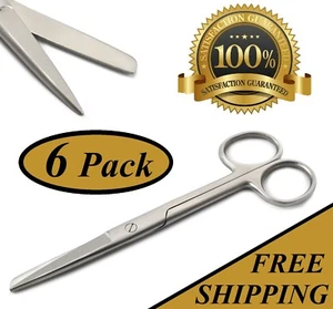 6 Operating Scissors 5.5" Straight Tip SHARP BLUNT Surgical Instruments - Picture 1 of 4