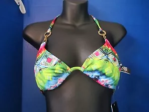 ABS Allen Schwartz ~ mehrfarbiger Bikini Badeanzug Neckholder Top ~ Damengröße 6 ~ Neu mit Etikett - Bild 1 von 4