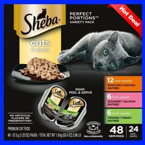 Wet Cat Food Cuts in Gravy Roasted Chicken Salmon Turkey Entree, 24 pack - Picture 1 of 5