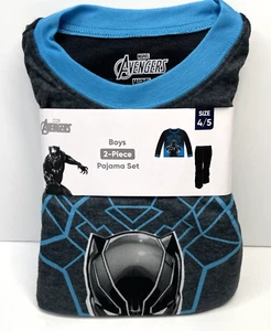 MARVEL AVENGERS BLACK PANTHER Fleece Pajamas Sleepwear 2 PC Set Boys SZ 4-5 NWT - Picture 1 of 3