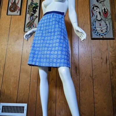 Vintage 60s Mod Cartoon Pop Art Flower Aline mini Go Go Casual Cotton Skirt XS - Image 1 of 4