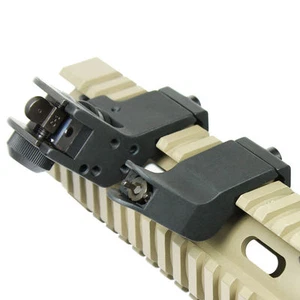 Front / Rear Sight 45 Degree Rapid Transition BUIS Flip Up Backup Fit 20mm Rail  - Picture 1 of 7