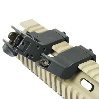 Front / Rear Sight 45 Degree Rapid Transition BUIS Flip Up Backup Fit 20mm Rail  - Image 1 of 4