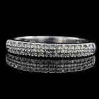 0.15 Ct Round White Real Diamond Sterling Silver Band Ring