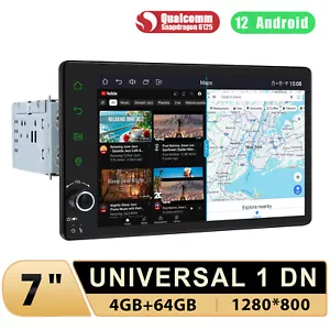 Autoradio 7 Zoll Android 12 Qualcomm GPS Navi Bluetooth CarPlay FM 1DIN DSP WiFi - Bild 1 von 16