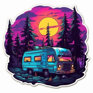 Calcomanía de vinilo para parachoques de ventana de vehículo portátil taza pegatina camping en el bosque - Imagen 1 de 10