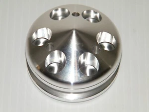 Chevy SBC Billet Aluminum Alternator Pulley V-Groove V-Belt 327 350 383 400 - Picture 1 of 7