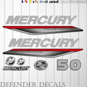Mercury 50 HP Four Stroke 2019-2022 RED outboard engine decal sticker kit 50HP - Picture 1 of 1