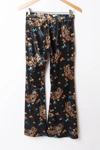 J Crew Crewcuts Girls Size 12 Velvet Black Flare Pants Dragons - Picture 1 of 5