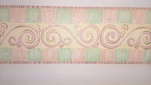 Pastel Pink/Green/Gold Swirl Design- Wallpaper Border, 5 meter pkg, 83367 (A1) - Picture 1 of 1