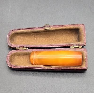 Antique Art Nouveau Butterscotch Egg Yolk Amber Cigarette Holder w/h Box/UK/19c. - Image 1 of 4