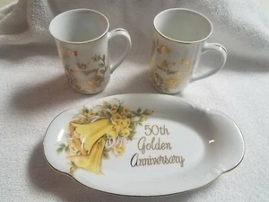 50th Anniversary Collection Lot Japan Saji Fine China Tray and New Trends Cups - Picture 1 of 12