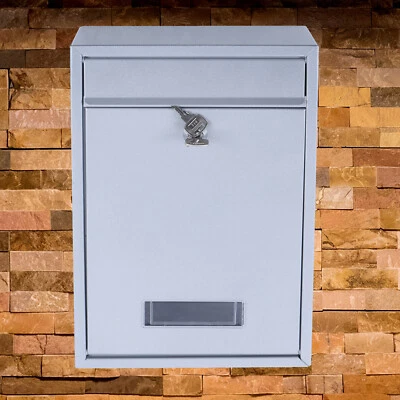 Stainless Steel Mail Letter Post Box Outdoor Wall Mounted Lockable Mailbox+2Keys - Image 1 of 4