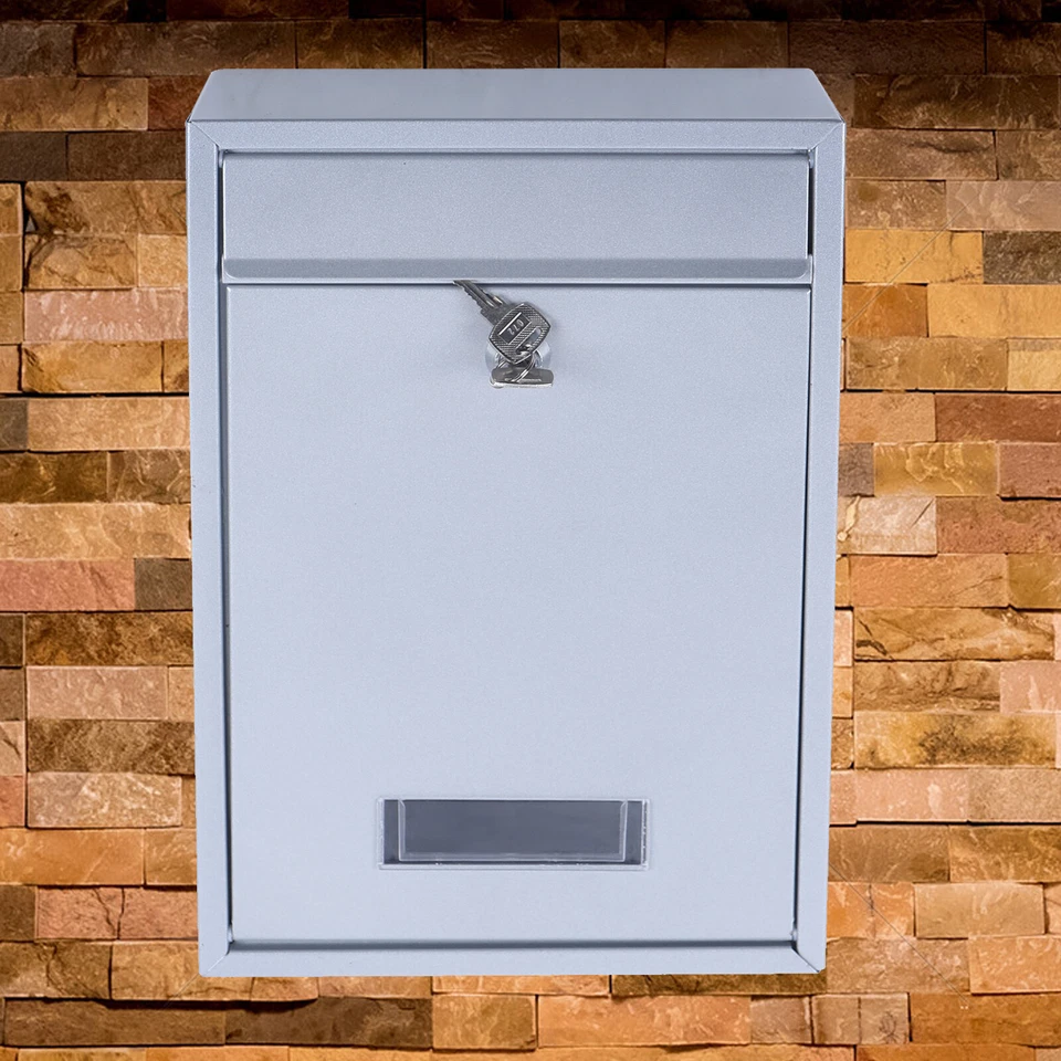 Stainless Steel Mail Letter Post Box Outdoor Wall Mounted Lockable Mailbox+2Keys - Image 1 of 4