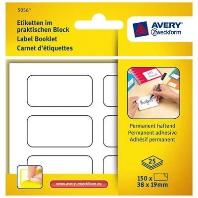 Avery Etiketten Block 150x Aufkleber 38x19mm Klebe-Zettel Beschriftung Haftnotiz - Bild 1 von 4