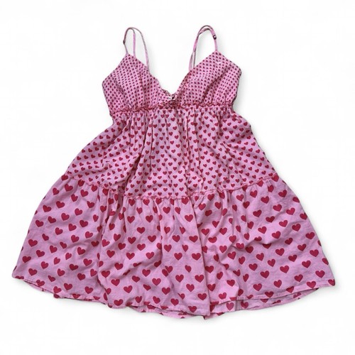 UNDERCOVER Y2K Rosa Victoria Secret Rosa Cuore Cami Babydoll Cuore Corto Mini Abito da Letto M