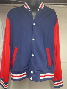 Vintage Rocawear Varsity Jacket Mens XL Navy Red Snap Up Hip Hop Streetwear Y2K - Picture 1 of 4