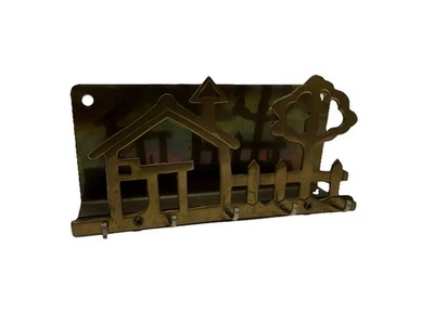 Латунный держатель для ключей дом с почтовым слотом винтажный 5 ключей деревенская кухня коттедж  - Изображение 1 из 4