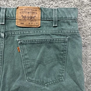 Levi’s Mens 550 Orange Tab Jorts 1993 90s Size 38 Made In USA Green Faded - Picture 1 of 6