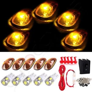5X Amber Cab Marker Light Cover + T10 White LED + Wiring for 99-02 Dodge Ram - Picture 1 of 10