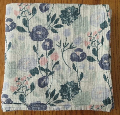 Aden + Anais Baby Swaddle Blanket Blue & Pink Floral - Image 1 of 4