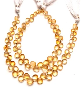 Natural Gem Citrine 5 to 7 mm Size Smooth Heart Shape Beads 7" Strand - Picture 1 of 7