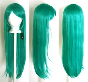 32'' Long Straight Long Bangs Seafoam Green Blue Miku Cosplay Wig NEW - Picture 1 of 1