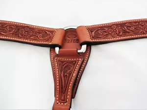 Billy Cook Pro Barrel Racer Tooled Sheridan Leder Brustkragen Pferd Tack CHN - Bild 1 von 2